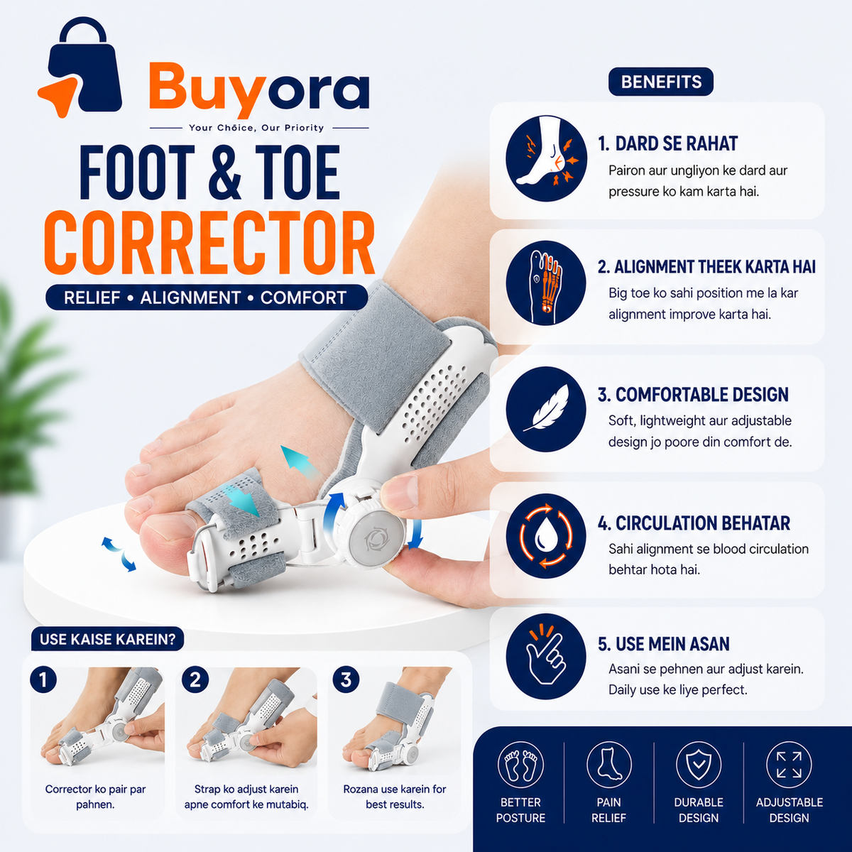 Adjustable Foot & Toe Corrector – Big Toe Alignment & Comfort Support