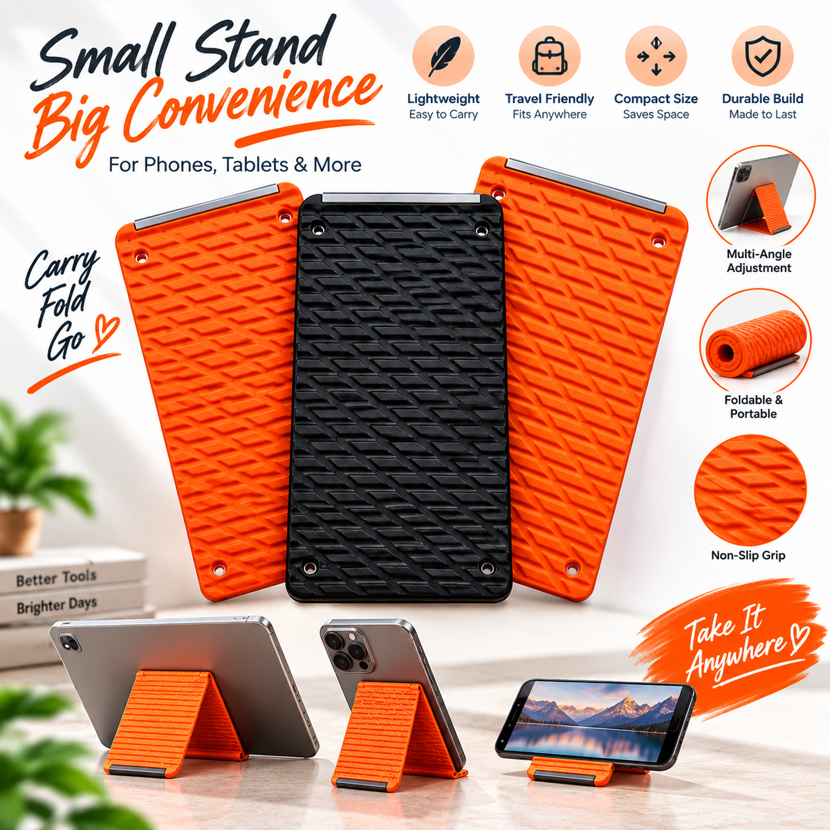 Portable Rollable Silicone Phone & Tablet Stand – Multi-Angle Adjustable Holder